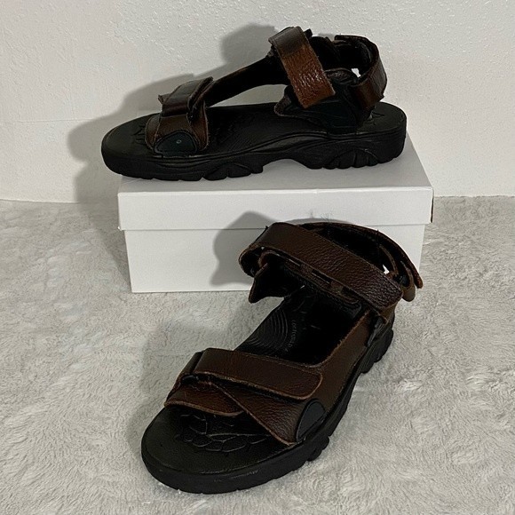 Frye Windward Brown Leather Athletic Sandals Men’s Size 9D Adjustable Straps - Picture 1 of 9